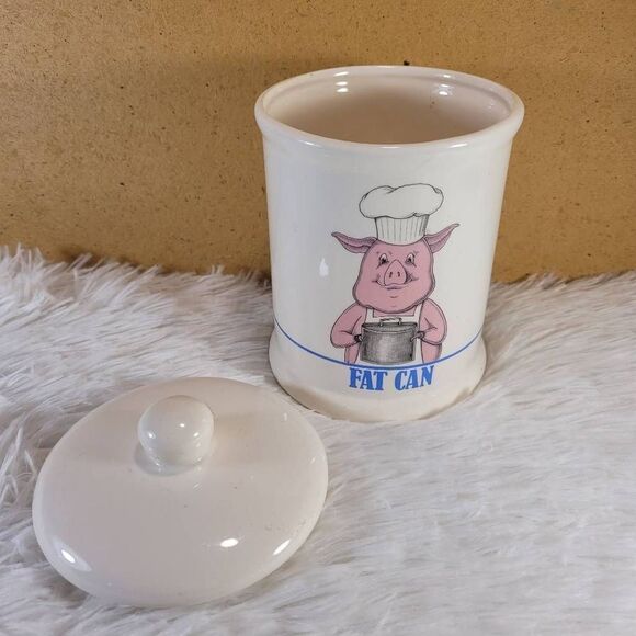 Vintage Bandwagon Fat Can Ceramic Jar with Pig Chef - Picture 2 of 7